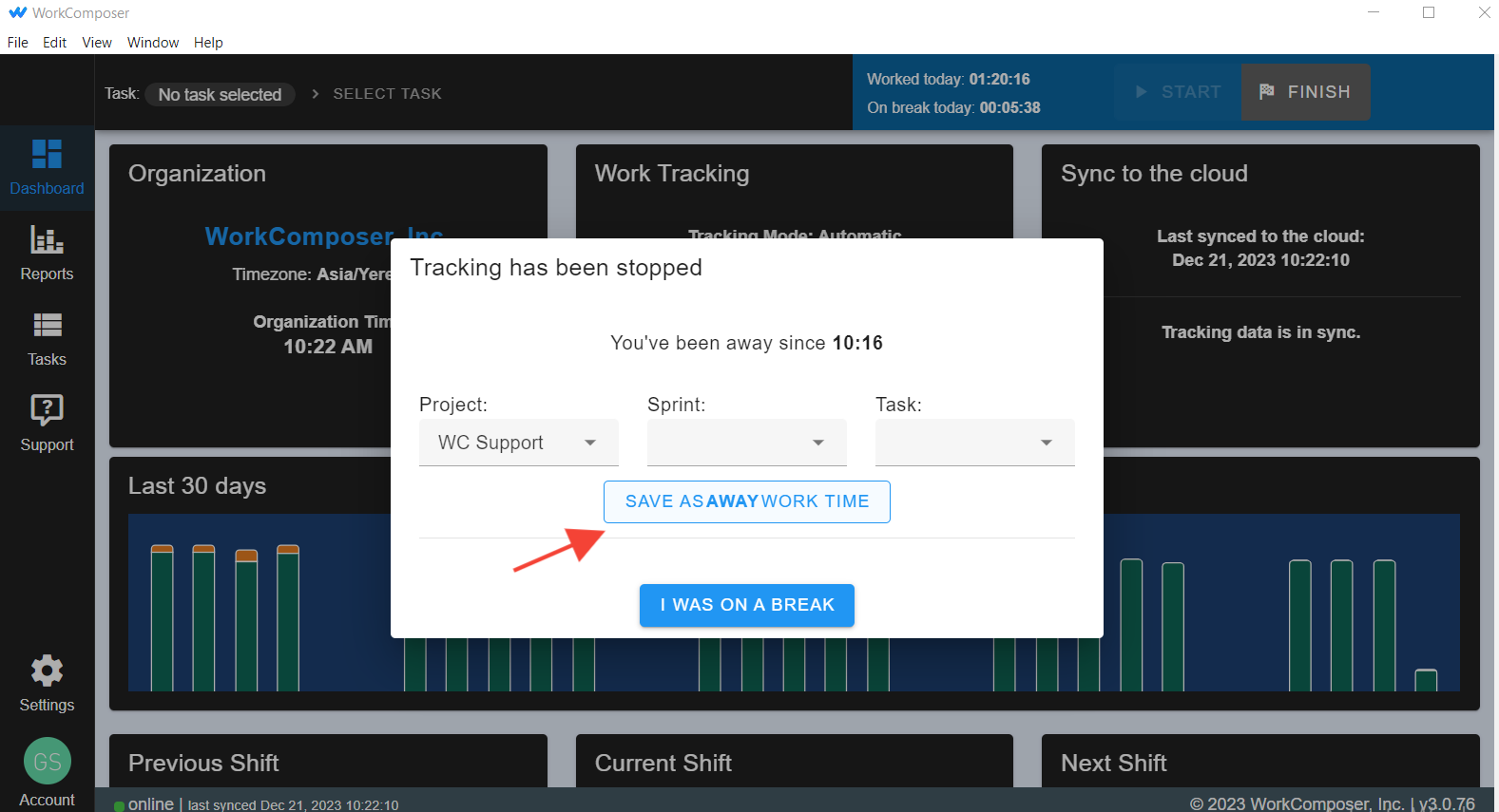 Project/task select