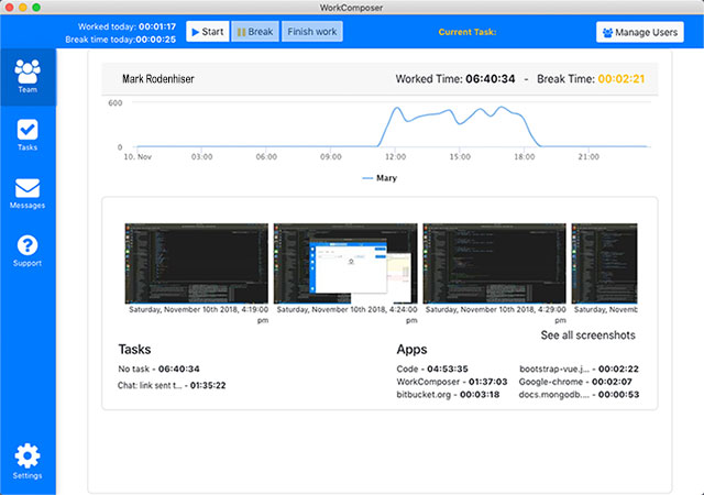 WorkComposer Dashboard