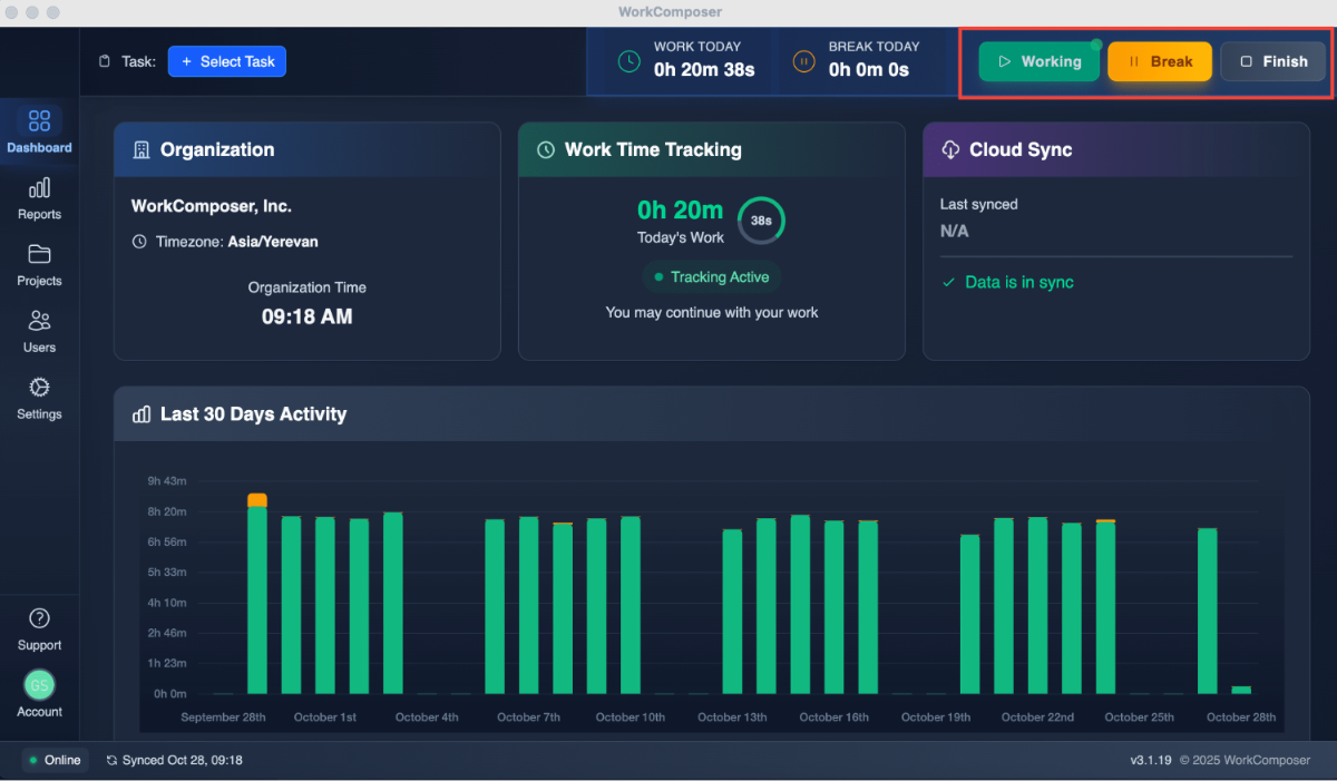 Time Tracking Modes